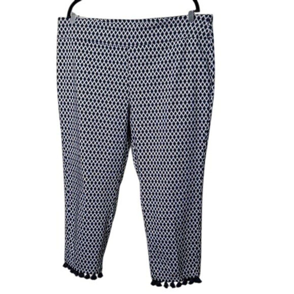 Ruby Rd Petite Womens PXL‎ Pull On Geometric Tassel Hem Cropped Pants